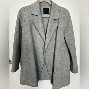 Theory light grey heather wool cashmere open jacket size SP